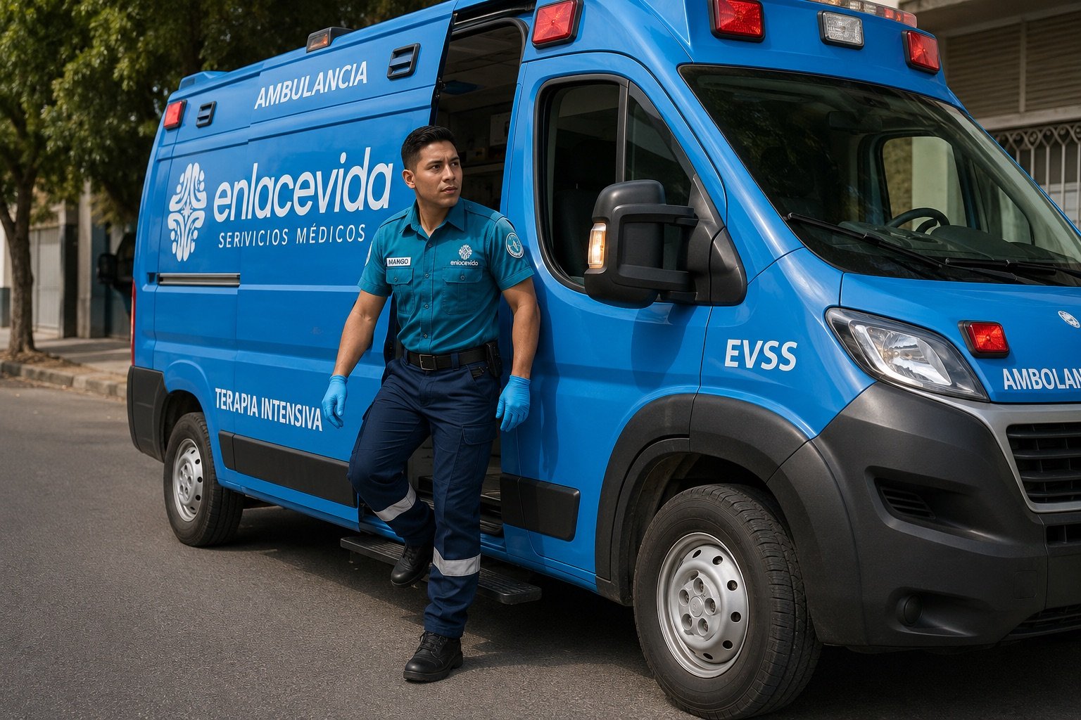 Paramédico EV+ junto a la unidad de urgencias